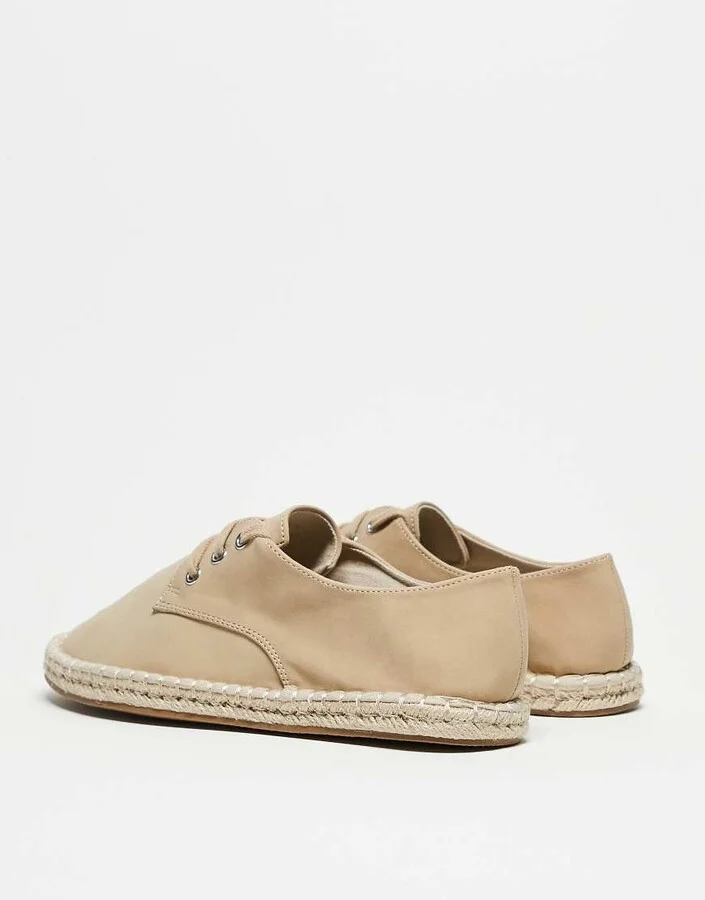 ASOS DESIGN lace up espadrilles in stone - Image 4
