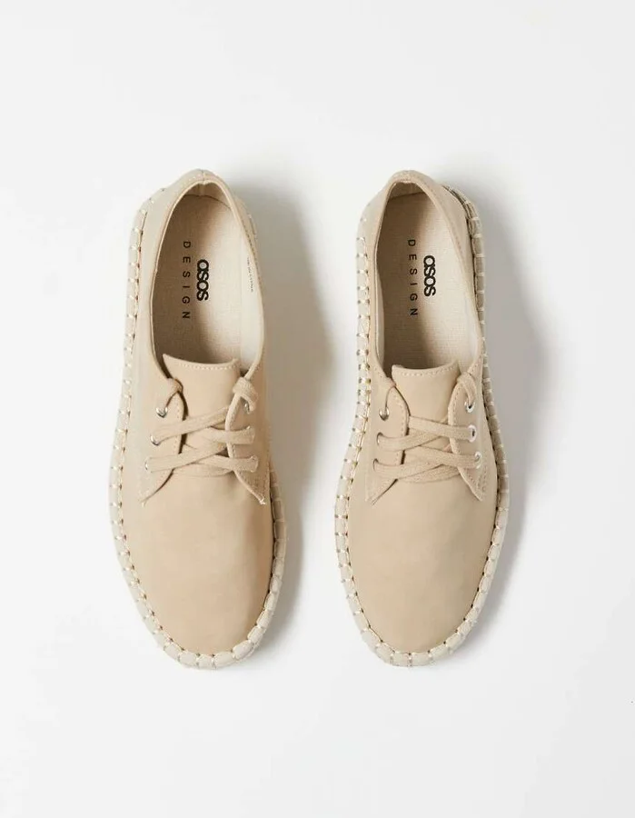 ASOS DESIGN lace up espadrilles in stone