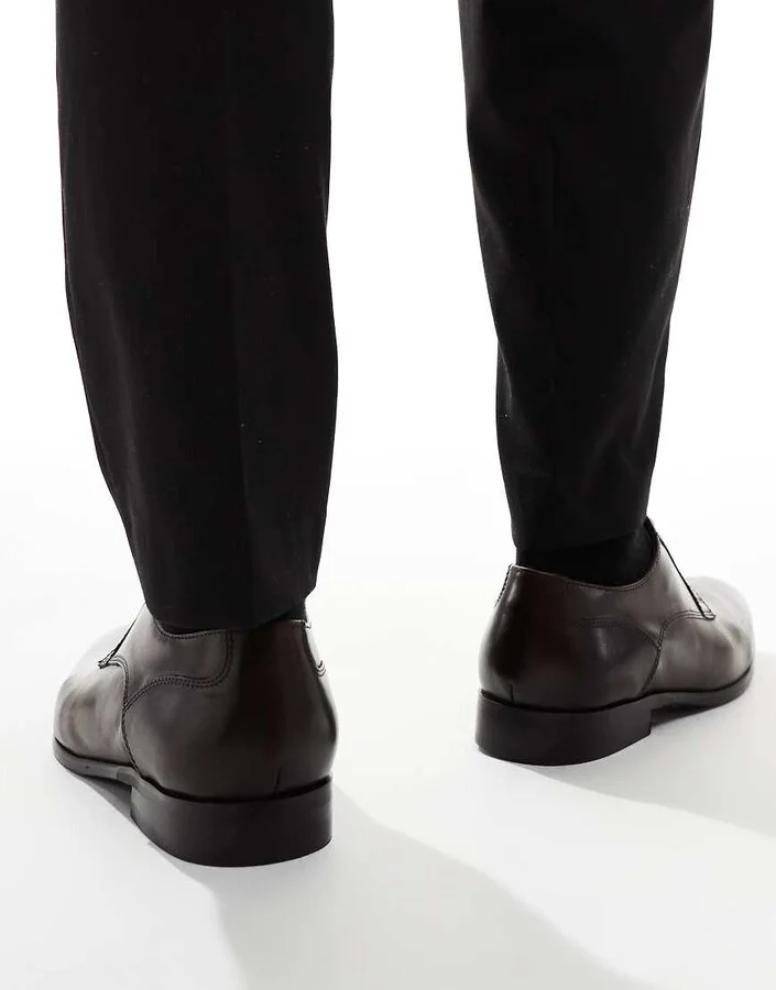 ASOS DESIGN lace up shoes in brown leather - Image 2