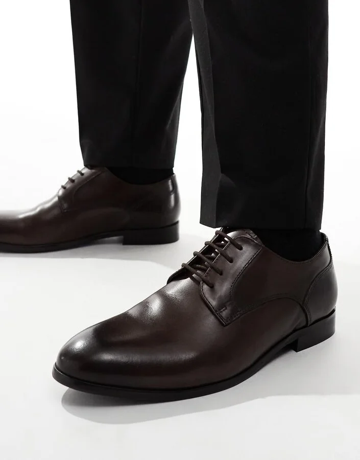 ASOS DESIGN lace up shoes in brown leather