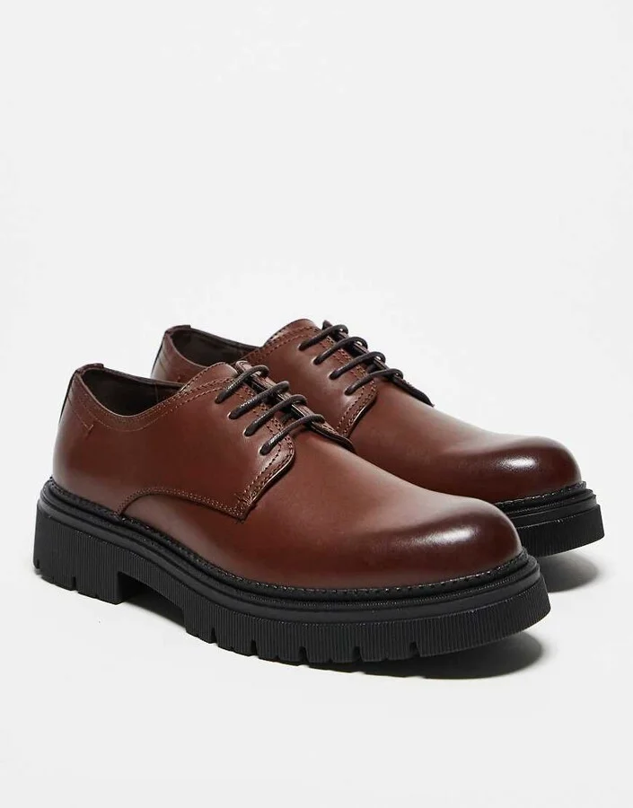 ASOS DESIGN lace up shoes in brown with chunky sole - Image 2