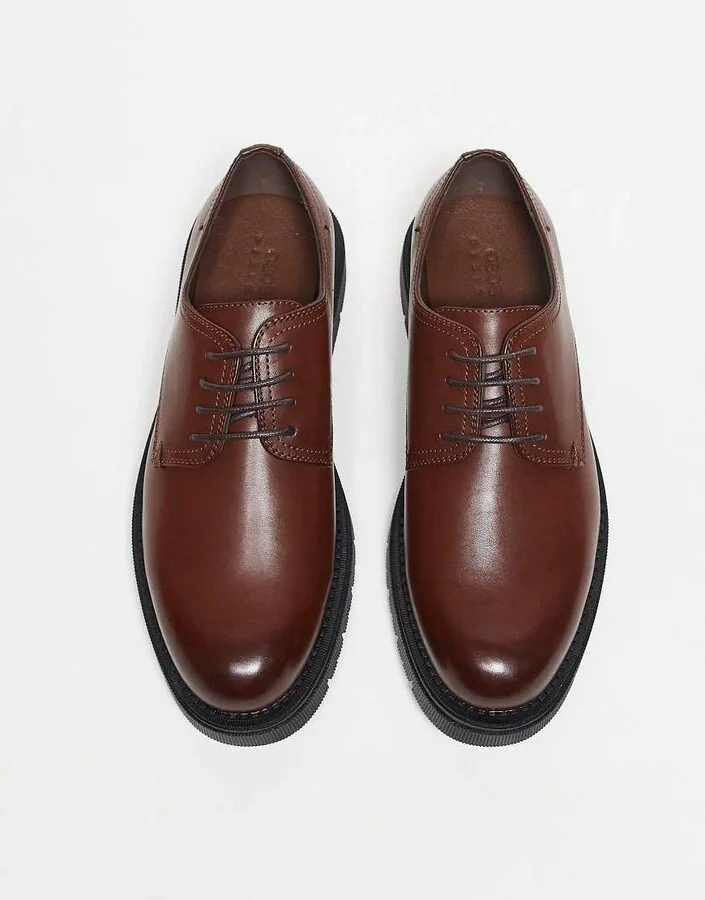 ASOS DESIGN lace up shoes in brown with chunky sole - Image 3