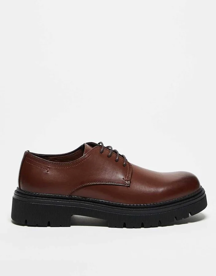 ASOS DESIGN lace up shoes in brown with chunky sole