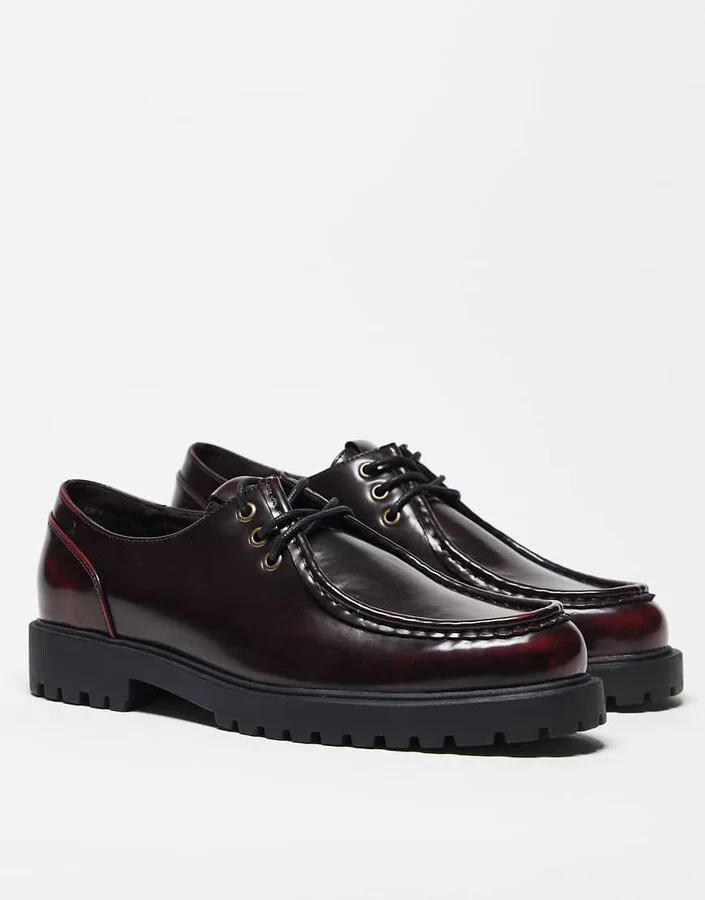 ASOS DESIGN lace up shoes in burgundy - Image 2