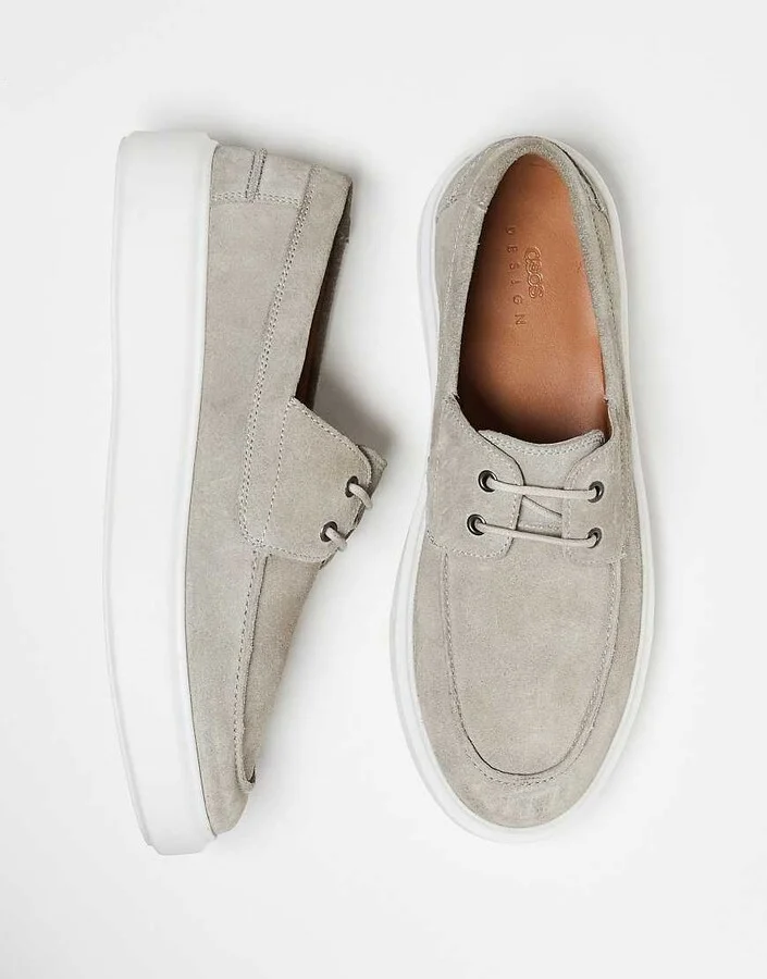 ASOS DESIGN lace up shoes in gray suede - Image 2