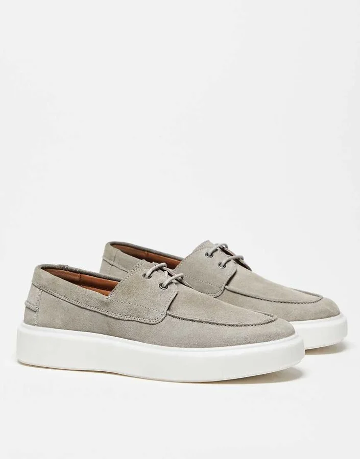 ASOS DESIGN lace up shoes in gray suede - Image 3