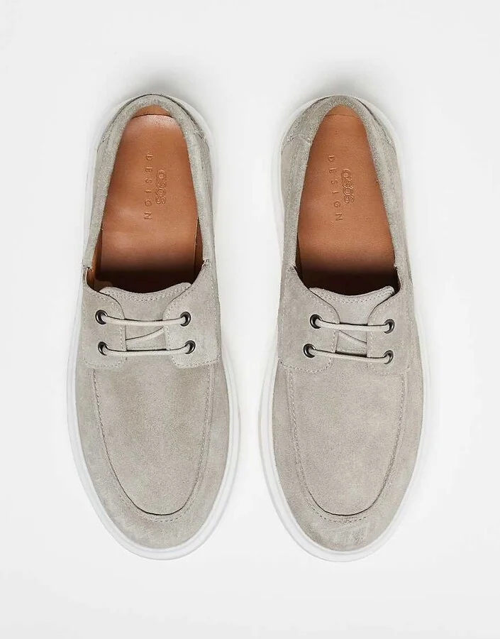 ASOS DESIGN lace up shoes in gray suede - Image 4