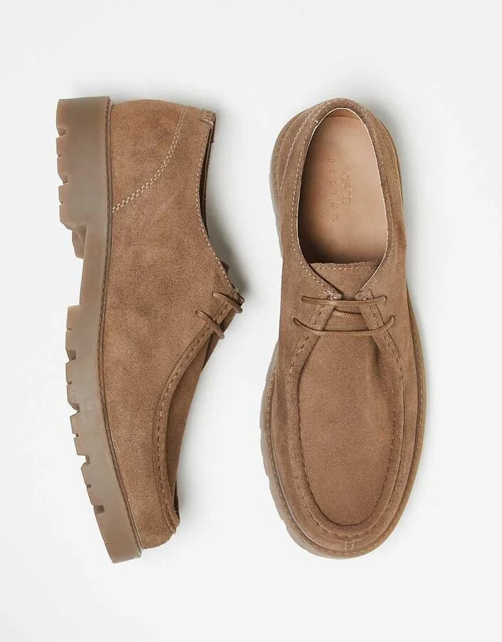 ASOS DESIGN lace-up shoes in stone nubuck - Image 2