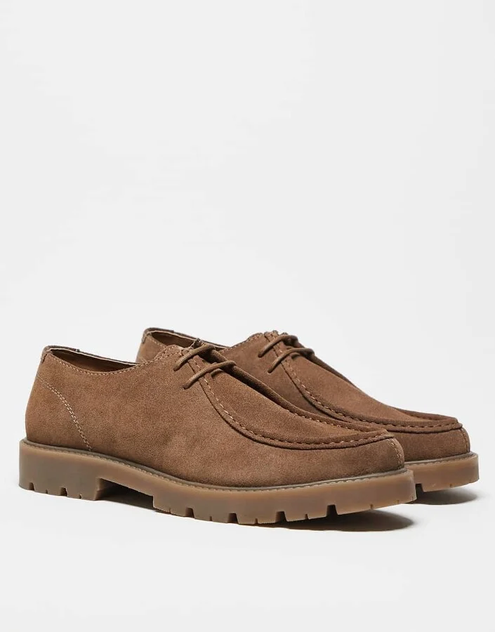 ASOS DESIGN lace-up shoes in stone nubuck - Image 3