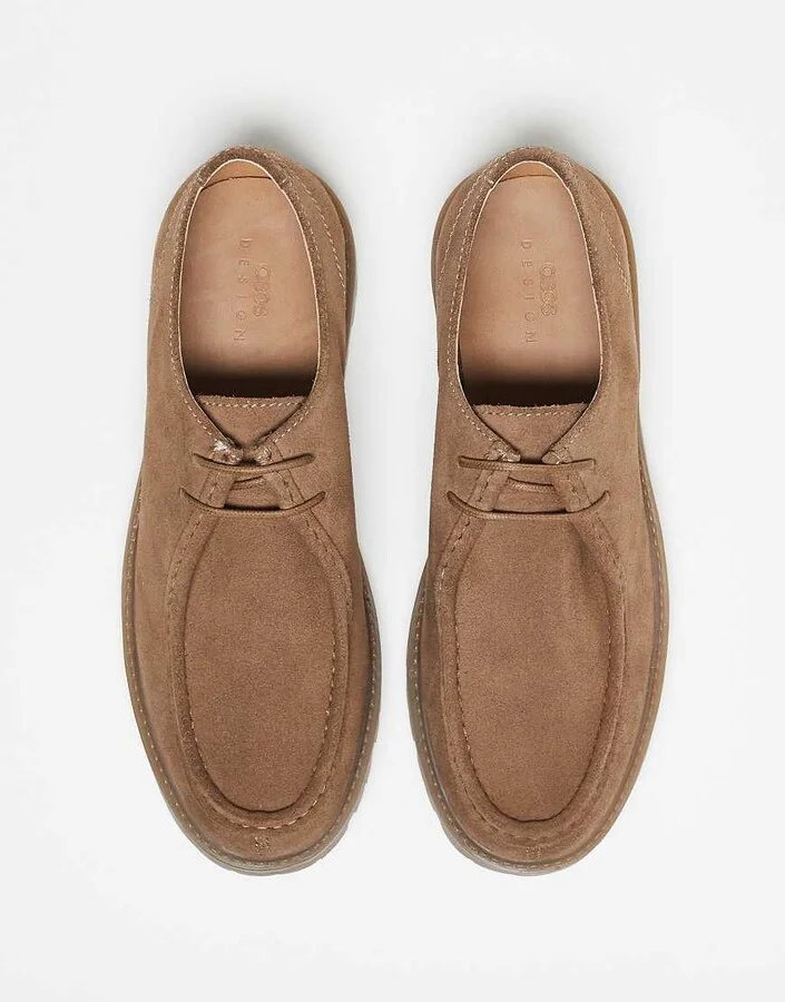 ASOS DESIGN lace-up shoes in stone nubuck - Image 4