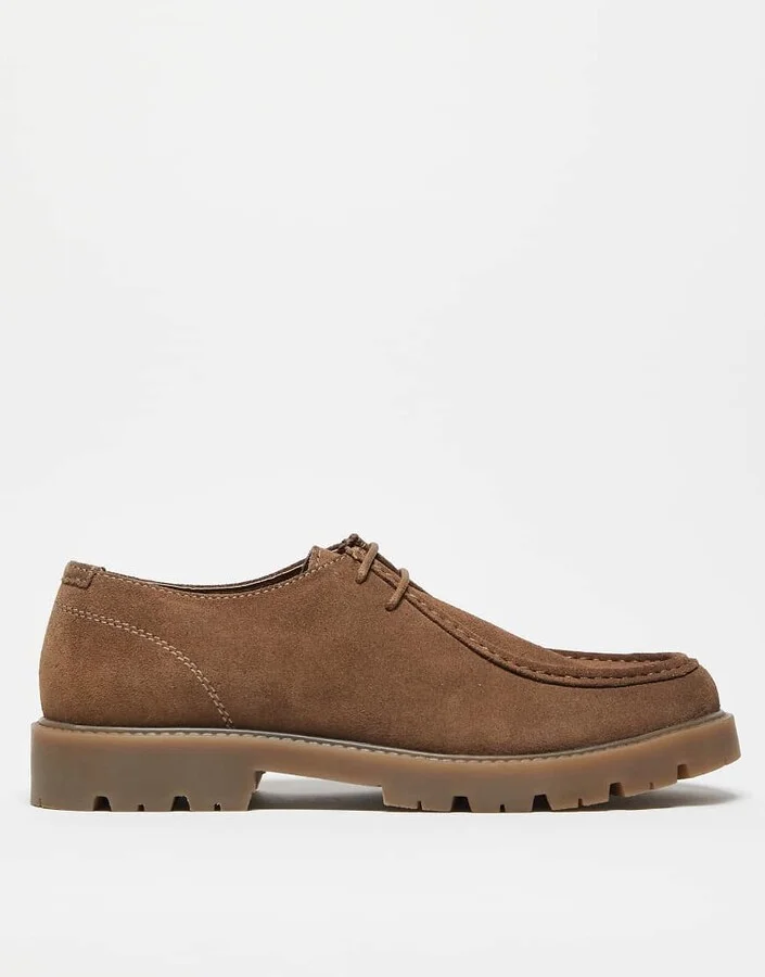 ASOS DESIGN lace-up shoes in stone nubuck