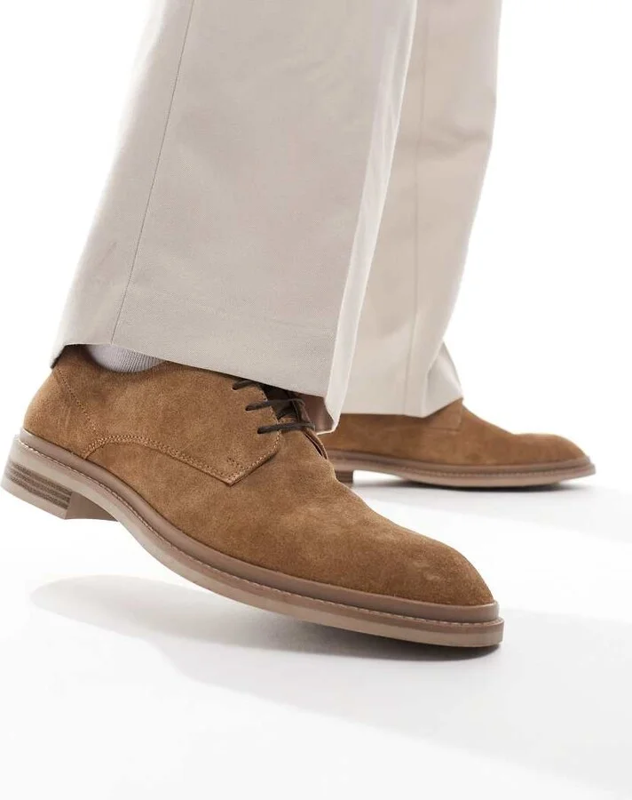 ASOS DESIGN lace up shoes in stone suede