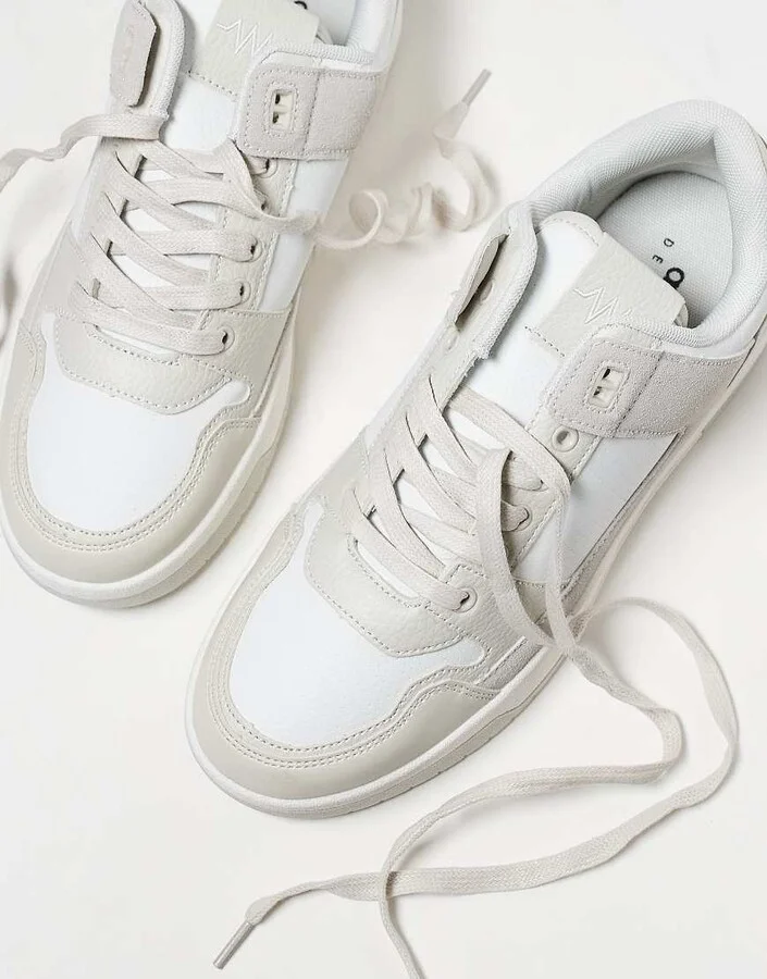 ASOS DESIGN lace-up sneakers in beige - Image 4