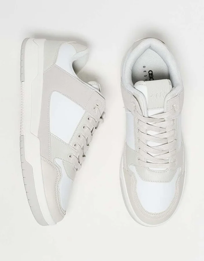 ASOS DESIGN lace-up sneakers in beige