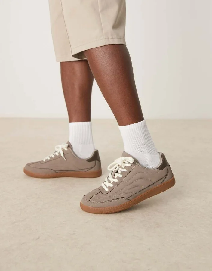 ASOS DESIGN lace up sneakers in brown - Image 2