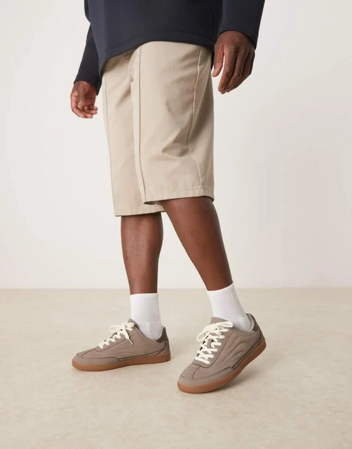 ASOS DESIGN lace up sneakers in brown - Image 3