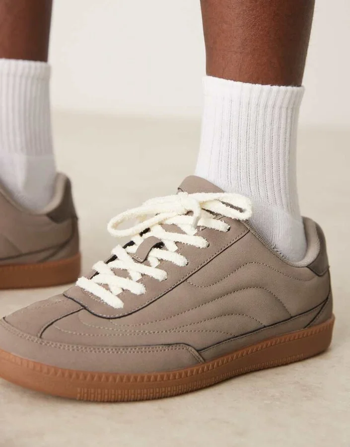 ASOS DESIGN lace up sneakers in brown - Image 4
