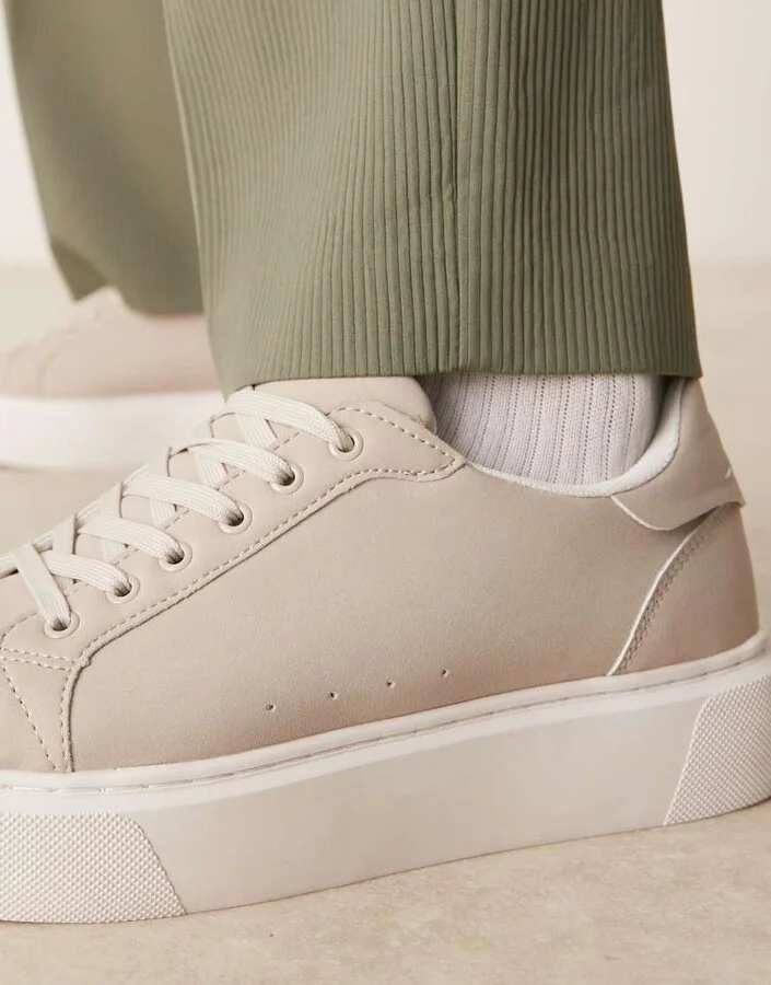 ASOS DESIGN lace up sneakers in gray - Image 4