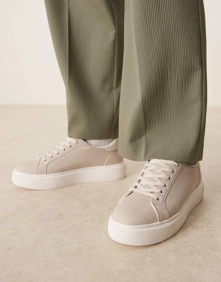 ASOS DESIGN lace up sneakers in gray