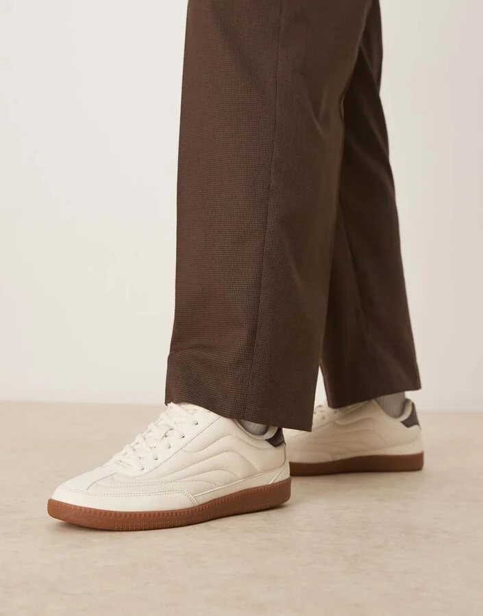ASOS DESIGN lace up sneakers in stone - Image 2
