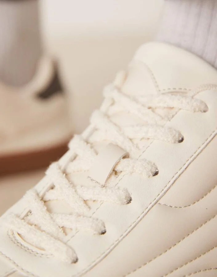 ASOS DESIGN lace up sneakers in stone - Image 3