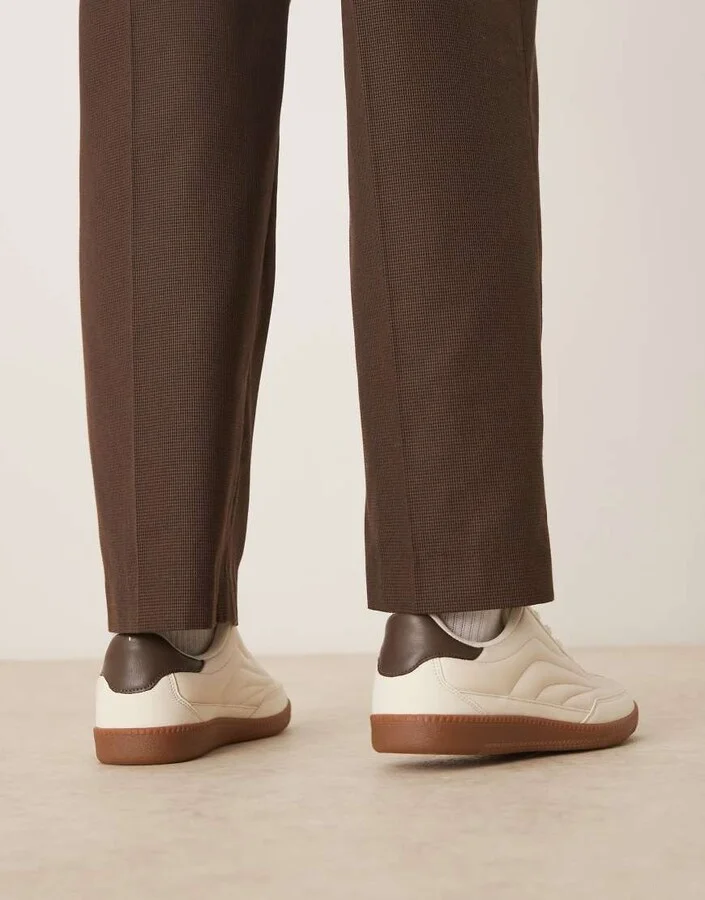ASOS DESIGN lace up sneakers in stone - Image 4
