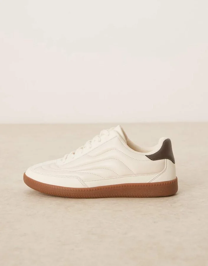 ASOS DESIGN lace up sneakers in stone