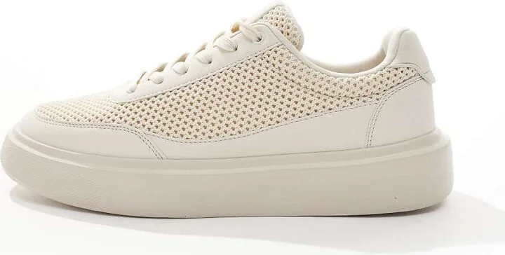 ASOS DESIGN lace up sneakers in stone mesh - Image 2