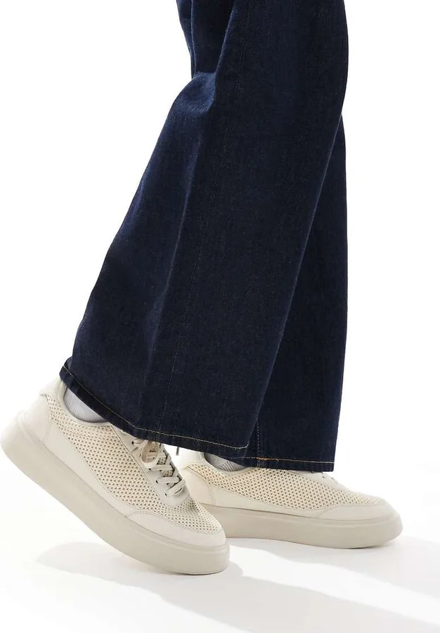 ASOS DESIGN lace up sneakers in stone mesh - Image 3