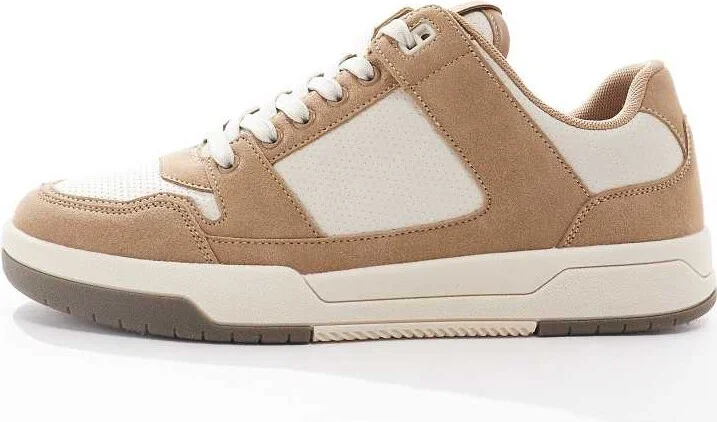 ASOS DESIGN lace up sneakers in stone with gum sole - Image 2