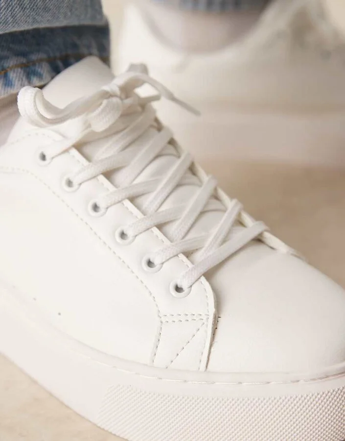 ASOS DESIGN lace up trainers in white - Image 4