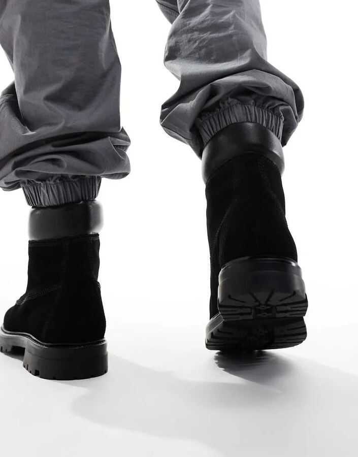 ASOS DESIGN lace up worker boots in black suede - Image 4