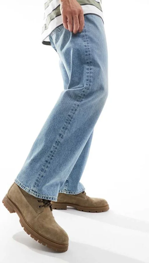 ASOS DESIGN lace-up worker boots in stone suede with gum sole - Image 3