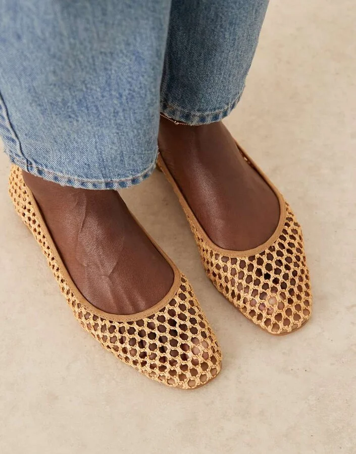ASOS DESIGN Lagoon ballet flats in natural weave - Image 3