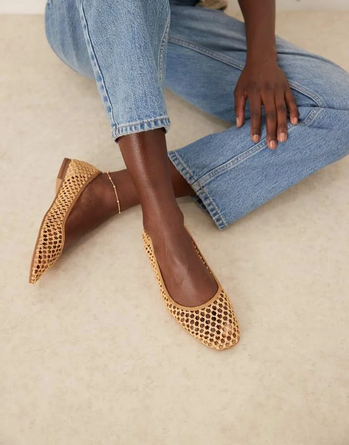 ASOS DESIGN Lagoon ballet flats in natural weave - Image 4