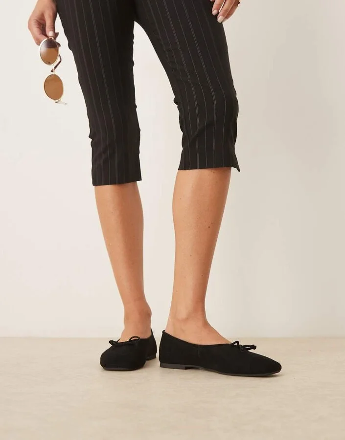 ASOS DESIGN Landmark suede high-vamp ballet flats in black - Image 4