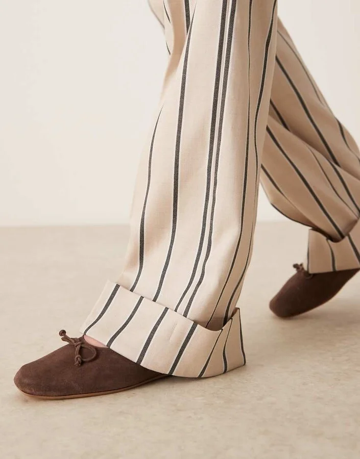 ASOS DESIGN Landmark suede high-vamp ballet flats in brown - Image 4