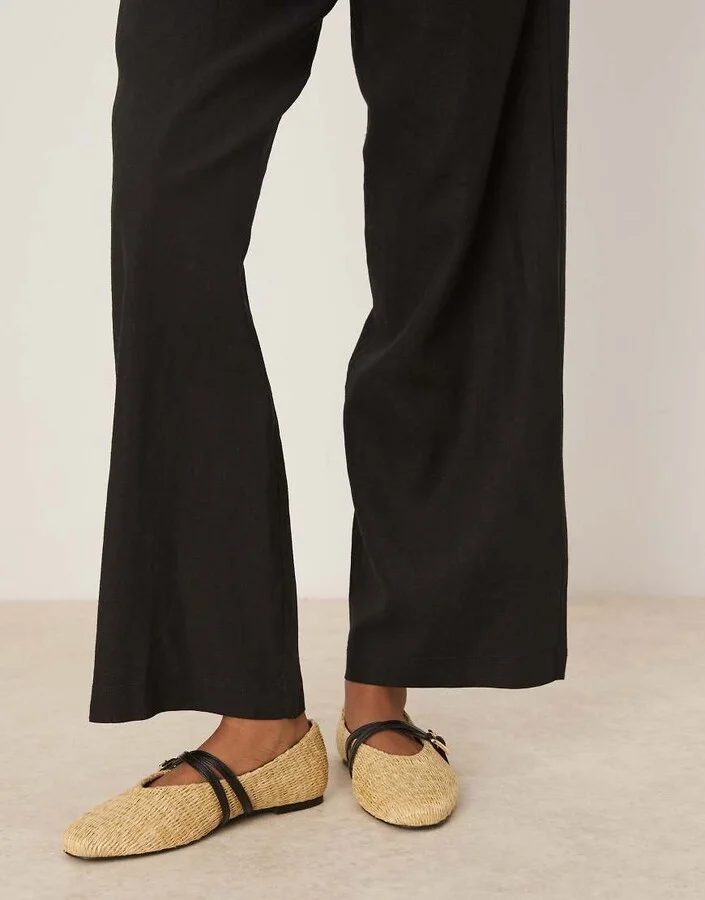 ASOS DESIGN Landon double strap Mary Jane ballet flats in natural weave - Image 4