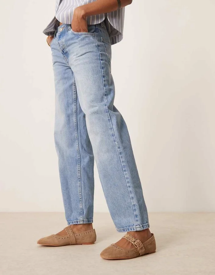 ASOS DESIGN Larson eyelet mary jane ballets in taupe suedette - Image 3