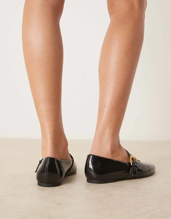 ASOS DESIGN Leah mary jane ballet flats in black patent - Image 3