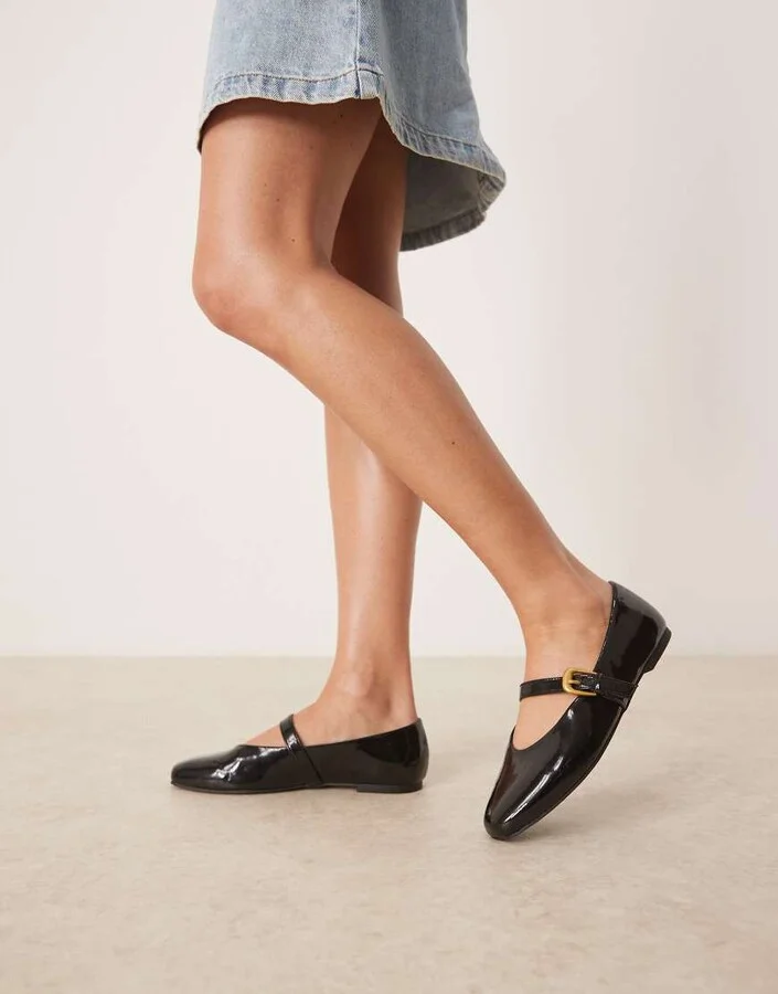 ASOS DESIGN Leah mary jane ballet flats in black patent - Image 4