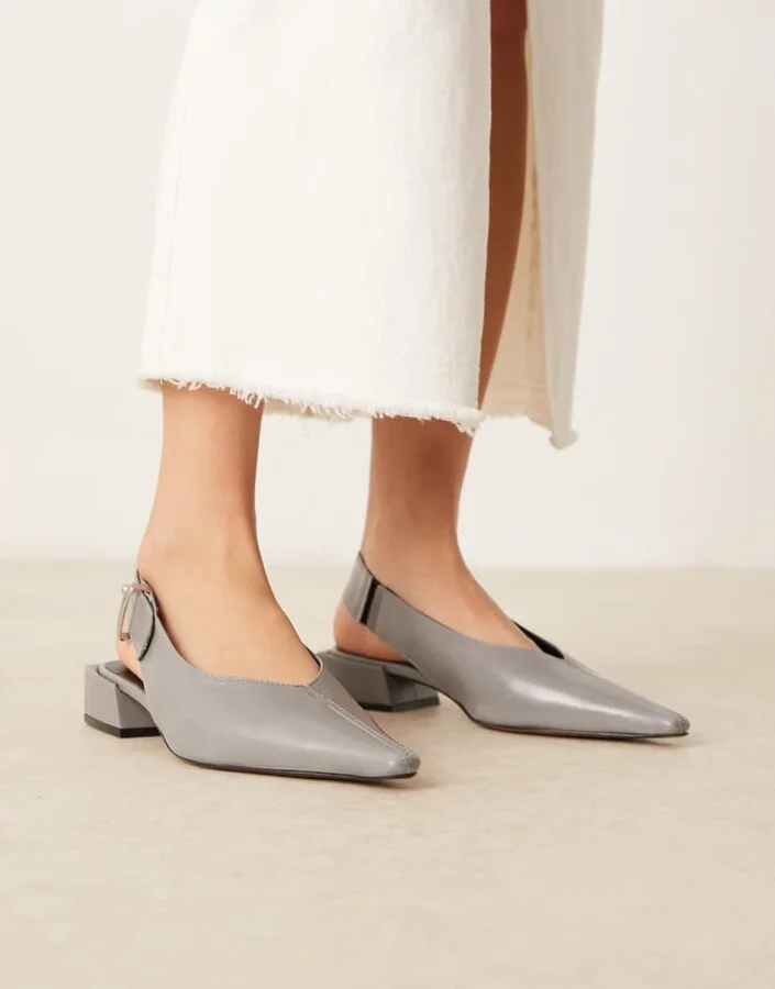 ASOS DESIGN Ledge premium leather slingback shoes in black - Image 3