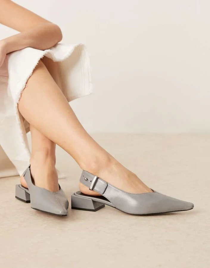 ASOS DESIGN Ledge premium leather slingback shoes in black