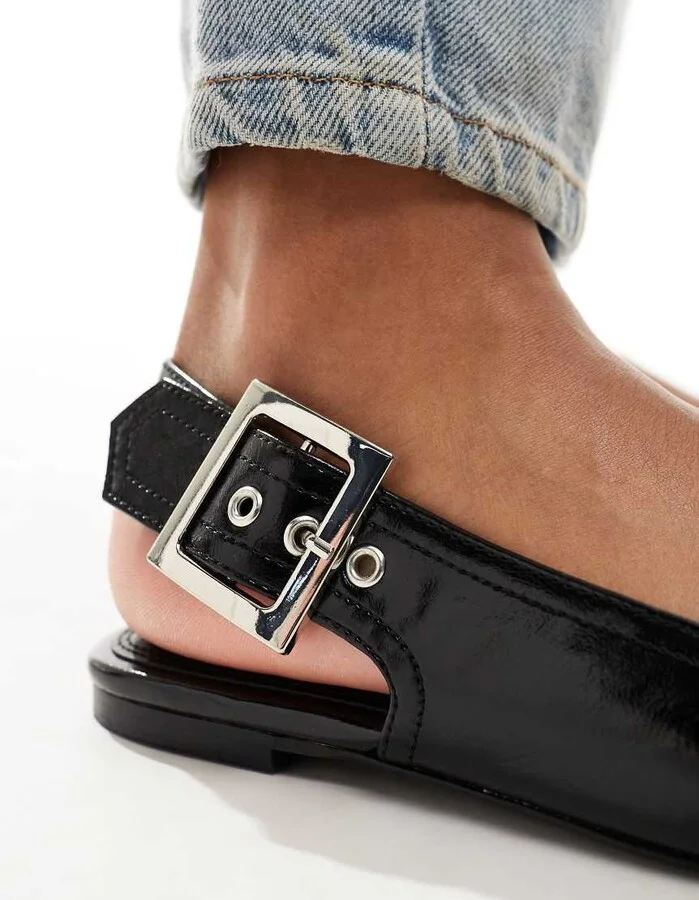 ASOS DESIGN Legion buckle ballet flats in black - Image 2