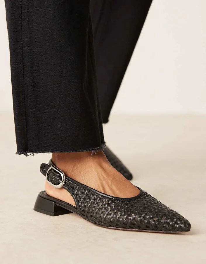 ASOS DESIGN Leonora slingback ballet flat in black weave