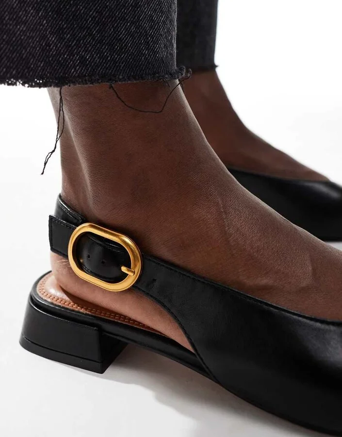 ASOS DESIGN Leonora slingback ballet flats in black - Image 3