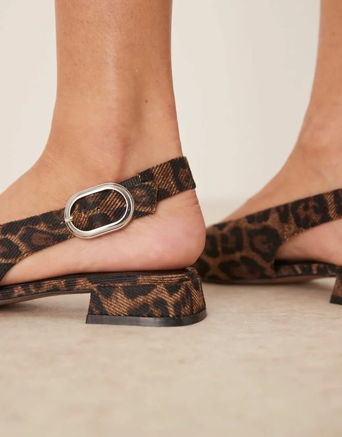 ASOS DESIGN Leonora slingback ballet flats in leopard textile - Image 2