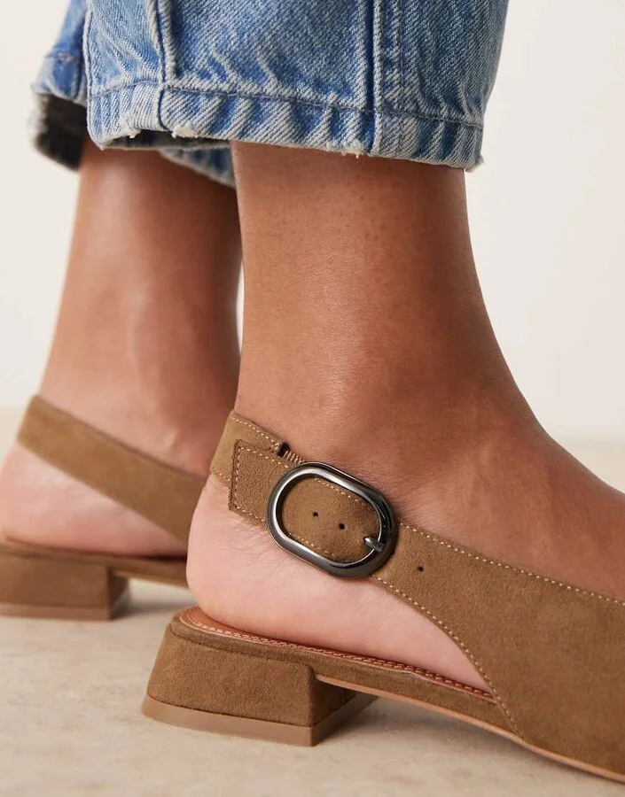 ASOS DESIGN Leonora slingback ballet flats in taupe suedette - Image 2