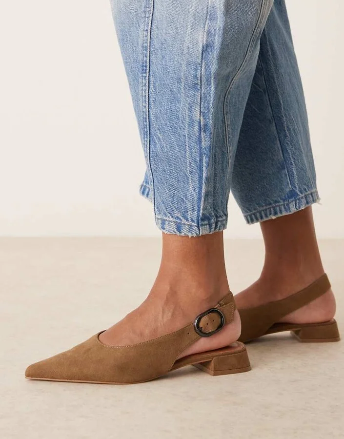 ASOS DESIGN Leonora slingback ballet flats in taupe suedette