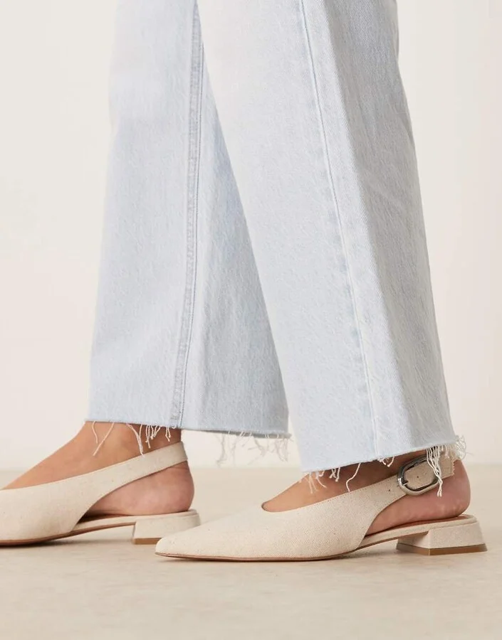 ASOS DESIGN Leonora slingback ballet in natural fabrication - Image 4